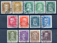 Lote 210 - SELOS, ALEMANHA NAZI (Deutsches Reich) - Série Completa de 13 selos de 1925, usados e com excelentes carimbos e qualidade geral, bom valor de catálogo. Sem classificação atribuída pela Oportunity, cabe ao licitante atribuir a classificação e a 