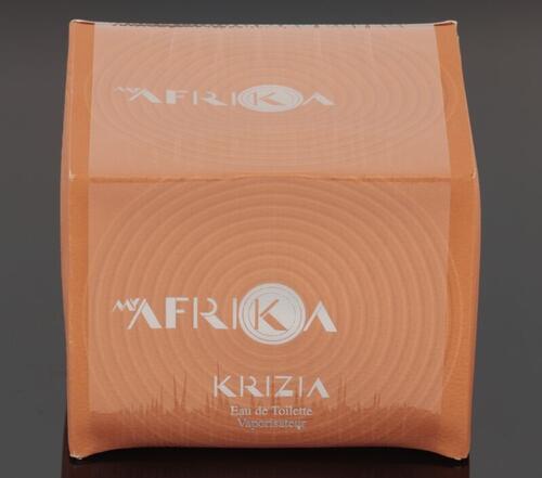 Lote 15 - KRIZIA, FRASCO DE PERFUME - Eau de Toilette "My Afrika", Made in Italy, 75 ml. Nota: sem uso, caixa selada