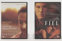 Lote 128 - FILMES EM DVD - Conjunto de 2 filmes, "Infiel" e "Amargo Amanhecer". Nota: sinais de manuseamento, um em embalagem selada