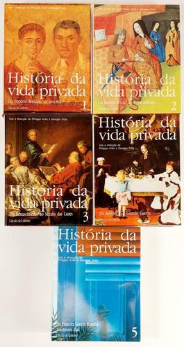 Lote 117 - HISTÓRIA DA VIDA PRIVADA: I. DO IMPÉRIO ROMANO AO ANO MIL; II. DA EUROPA FEUDAL AO RENASCIMENTO; III. DO RENASCIMENTO AOS SÉCULOS DAS LUZES; DA REVOLUÇÃO À GRANDE GUERRA; DA PRIMEIRA GUERRA MUNDIAL AOS NOSSOS DIAS. 5 VOLS - Sob a direcção de Ph