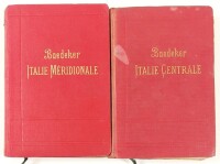 Lote 24 - DOIS GUIAS BAEDEKER DE ITÁLIA DE 1900 E 1903 - conjunto de dois guias editados por Baedeker, Leipzig, em língua francesa, o primeiro denominado Italie Centrale, 12ª edição de 1900 e o sengundo Italie Méridionale, de 1903, ambos profusamente ilus