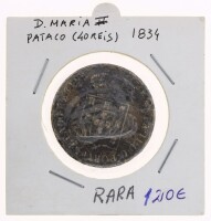 Lote 38 - PORTUGAL, MOEDA DE 40 REIS (PATACO) EM BRONZE, ANO 1834 - Moeda da Monarquia Portuguesa, de D. Maria II de 1834. Dim: 38 mm (diâmetro). Nota: sem classificação atribuída pela Oportunity Leilões, cabe ao licitante atribuir a classificação e a val