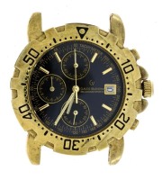 Lote 112 - CLAUDE VALENTINI, RELÓGIO DE PULSO - Modelo Millennium Sports. Caixa em aço dourado com 38 mm. Movimento de quartzo. Mostrador com marcadores, data às 3 horas e quadrantes de cronógrafo. Nota: a funcionar, sem bracelete