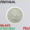 Lote 38 - PORTUGAL, MOEDA 5 ESCUDOS EM PRATA 650, ANO 1933 - Moeda da República Portuguesa de 1933. Peso indicativo: 7 g. Dim: 25 mm (diâmetro). Nota: sem classificação atribuída pela Oportunity Leilões, cabe ao licitante atribuir a classificação e a valo - 3