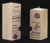 Lote 185 - MOTHER GIFTS, CASTIÇAIS EM MADEIRA - Conjunto de 11 caixas com 2 castiçais em madeira com inscrições e velas. Dim: 12x4x4 cm (maior). Nota: sem uso, em caixas de origem - 3