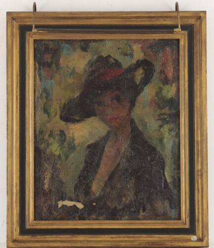 Lote 8 - FRANCISCO SUÑER (1925-1991) - Original - Pintura a óleo sobre tela, assinada, datada de 1960, título "Cabeza (Retrato Feminino)". Dim: mancha 62x50 cm. Dim: moldura 78x68 cm. Nota: tela com falhas de tinta, electrificada