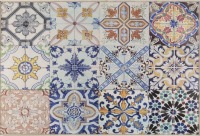 Lote 184 - AZULEJOS - Quadro decorativo de grandes dimensões, impressão sobre tela, motivo "Azulejos". Dim: mancha 120x180 cm. Dim: moldura 124x184 cm