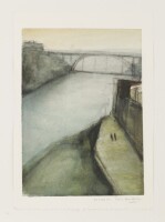 Lote 267 - CARLA GONÇALVES (n.1967) - Original - Pintura a aguarela sobre papel, assinada, datada de 2024, motivo "Paisagem Rio Douro". Dim: mancha 30x22 cm. Sem moldura. Nota: tem o grau de mestre em pintura pela Faculdade de Belas Artes do Porto em Jane