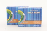 Lote 200 - HULA HOOP, ARCOS DE GINÁSTICA - Par de arcos de ginástica em metal com revestimento plástico colorido, Hula Hoop + Stretching. Dim: 50 cm (diâmetro aprox.). Nota: sem uso, em caixas de origem