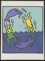 Lote 254 - KEITH HARING (1958-1990) - Poster sobre papel, Authorized by The Estate of Keith Haring, motivo "Figurativo". Dim: mancha 63x55 cm. Dim: moldura 82x62 cm. Nota: Keith Haring foi um artista gráfico Americano. O seu trabalho reflecte a cultura No