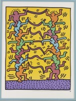 Lote 273 - KEITH HARING (1958-1990) - Poster sobre papel, Authorized by The Estate of Keith Haring, motivo "Figurativo". Dim: mancha 68x52 cm. Dim: moldura 82x62 cm. Nota: Keith Haring foi um artista gráfico Americano. O seu trabalho reflecte a cultura No