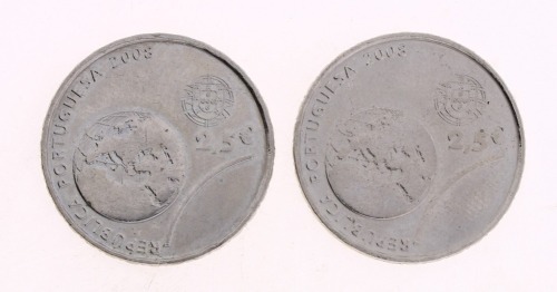 Lote 46 - PORTUGAL, MOEDAS DE 2.5 EUROS EM CUPRONÍQUEL, ANO 2008 - 2 moedas da República Portuguesa, Comemorativas dos Jogos Olímpicos de Pequim de 2008. Dim: 28 mm (diâmetro). Nota: sem classificação atribuída pela Oportunity Leilões, cabe ao licitante a