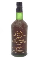 Lote 85 - PORTO BORGES CENTENÁRIO - Garrafa de Vinho do Porto, Centenário 1884-1984, Old Tawny, Aloirado Doce, (750ml). Nota: garrafa idêntica à venda por € 59,50. Consultar valor indicativo em https://t.ly/vngk