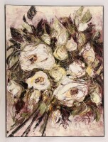 Lote 66 - SONJA BRZAK - Original - Pintura a óleo sobre tela, assinada, datada de 2024, título "White Roses". Com Certificado de Autenticidade. Dim: mancha 80x60 cm. Obra desta autora foi vendida por € 1.620. Nota: pintora e ceramista, Sonja Brzak, vive e