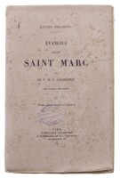 Lote 92 - ÉVANGILE SELON SAINT MARC, LIVRO - Por P. M.J Lagrange, edição em língua francesa, Paris Librairie Lecoffre, J Gabalda et Cie éditeurs, 1942. Capas de papel. Dim: 25,5x16,5 cm. Nota: sinais de manuseamento