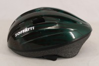 Lote 130 - SOFFATTI, CAPACETE DE PROTECÇÃO - Para ciclismo, skate e outros. Decoração a verde e negro. Tam: 55 a 60 cm