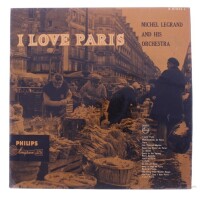 Lote 237 - MICHEL LEGRAND AND HIS ORCHESTRA - "I LOVE PARIS" - Disco de vinil, LP de 33 rpm, de 1954, editora Minigroove/Philips, capa e disco com sinais de armazenamento.