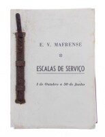 Lote 29 - "ESCALAS DE SERVIÇO", LIVRO - De E:V. Mafrense, livro de capa brochura. Nota: com sinais de armazenamento