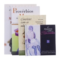 Lote 65 - CONJUNTO DE 4 LIVROS - Conjunto de livros composto pelos seguintes títulos "O pequeno livro das maldades", "conviver com os adolescente", "Provébios do mundo" e "Nem contigo, nem sem ti", Nota: com sinais de uso e armazenamento