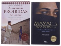 Lote 131 - LIVROS - Conjunto de 2 livros de capa de brochura, com os títulos "Mayada, filha do Iraque", porJean Sasson, edições ASA e "As meninas proibidas de Cabul", por Jenny Nordeberg, edição Gradiva. Nota: com sinais de uso e armazenamento