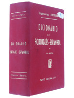 Lote 64 - DICIONÁRIO DE PORTUGUÊS-ESPANHOL, LIVRO - Edição da Porto Editora. Dim: 21,5x16,5 cm. Nota: encadernação editorial com ferros a dourado