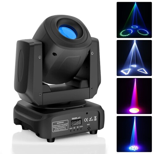 Lote 8 - Projetor LED UKing 100W Moving Heads é um potente aparelho de iluminação concebido para uma vasta gama de eventos, incluindo actuações de DJ, espectáculos de bandas e festas. Com LEDs RGBW (vermelho, verde, azul, branco), este projetor proporcion