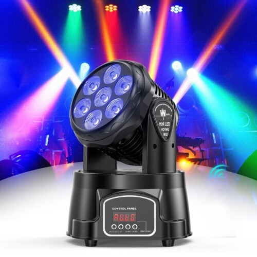 Lote 9 - Mini Moving Head Wash - luz de 70W da UKing é uma luz impressionante concebida para vários eventos, incluindo actuações de DJ, festas em discotecas, eventos em salões de baile, bares, estádios e clubes. Esta luz de lavagem de cabeça móvel compact