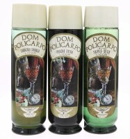 Lote 418 - LICOR DOM POLICARPO - 3 garrafas de Licor sendo 1 de Ponche Extra, 1 de Curaçao Laranja e 1 de Triple-Seco, Caves Lotus, (750ml)