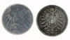 Lote 82 - ALEMANHA, MOEDAS DE 1 MARCO EM PRATA 900, ANOS 1875 E 1909 - 2 moedas em prata de 1 Mark de 1875 e 1909. Peso indicativo 5.5 g. Dim: 24 mm (diâmetro). Nota: sem classificação atribuída pela Oportunity Leilões, cabe ao licitante atribuir a class - 2