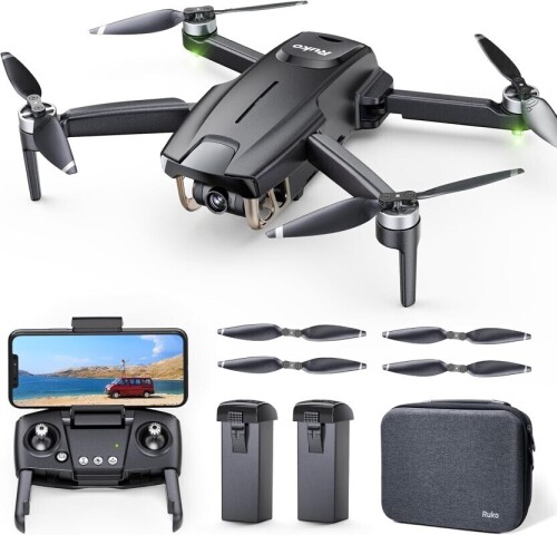 Lote 105 - Drone Ruko F11 Mini pesa menos de 250 g, o que o torna leve e não necessita de registo na FAA. Está equipado com motores sem escovas que garantem estabilidade tanto no interior como no exterior, com um alcance de voo até 120 metros e descolagem