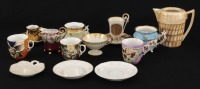 Lote 147 - LOIÇA DIVERSA EM PORCELANA - Conjunto de 16 peças de diversas marcas, modelos e decorações variadas. Dim: 12 cm (maior). Nota: sinais de uso, bule sem tampa