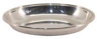 Lote 379 - MH&Cº, TAÇA EM CASQUINHA INGLESA - Formato oval com decoração lisa e bordo relevado, marca gravada. Dim: 4x28x20 cm. Nota: sinais de uso