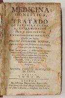 Lote 48 - LIVRO MEDICINA DOMÉSTICA DE 1787 - tratado para prevenir e curar enfermidades, escrito em inglez pelo Dr. Guilherme Buchanan e traduzido e anotado por Manoel Joaquim Henriques de Paiva, editado em Lisboa, na Officina Morazzina em 1787, neste tom