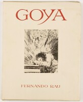 Lote 42 - GOYA - Fernando Rau, Lisbon, published by the Author, 1953. Raro. Encadernação editorial em tela com sobrecapa de protecção. Encerra esmerado aparato gráfico-artístico. Nota: miolo em óptimo estado de conservação; vestígios de acidez no verso da