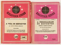 Lote 65 - A VIDA DE BEETHOVEN; A PERSONALIDADE DE BEETHOVEN (ENSAIOS BEETHOVIANOS). 2 OBRAS - Luiz de Freitas Branco, Lisboa, Edições Cosmos, 1943; 1947. 2 obras. Conjunto valioso, muito difícil de reunir. Exemplares ainda por abrir. Encadernações editori