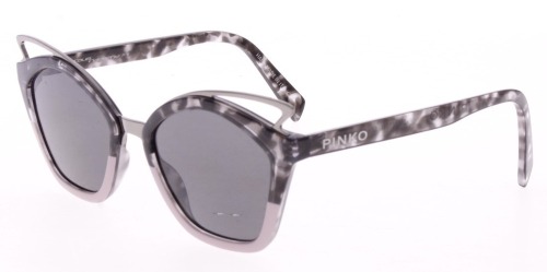 Lote 13 - PINKO, ÓCULOS DE SOL - Armações em massa rosa nude, cinzento e metal prateado, com lentes cinzentas, hastes com marca gravada, Refª PK018.143.016 52-21 140 Cat. 3, Hand Made in Italy. Dim: 14 cm. Nota: sinais de uso, com estojo