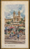 Lote 64 - ROMA, SANTA TRINITÀ DEI MONTI - Impressão decorativa sobre papel, motivo "Roma, Santa Trinità dei Monti". Dim: mancha 41x23 cm. Dim: moldura 50x30 cm. Nota: papel com manchas