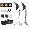 Lote 8 - Kit de Estúdio Fotográfico FGen Softbox é uma ferramenta essencial para os fotógrafos que procuram uma iluminação de qualidade profissional. Esta softbox octogonal mede 70 cm e possui uma potente luz LED de 135 W que pode ser ajustada de 3000 a 6