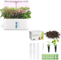 Lote 149 - Sistema de cultivo hidropónico de 8 vagens para jardim interior branco e 140 peças de material para vagens hidropónicas COLHEITA EM QUALQUER LUGAR E A QUALQUER HORA: O sistema de jardinagem interior inclui uma eficiente luz de crescimento LED d