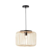 Lote 31 - Candeeiro de teto suspenso INSPIRE PECAN combina o charme natural com o design moderno, com um casquilho E27 e uma mistura elegante de metal preto e bambu. O seu acabamento mate e pintado confere-lhe um aspeto elegante, enquanto o diâmetro de 38