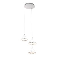 Lote 49 - Candeeiro pendente LED Brilliant Donut combina um design elegante e moderno com uma elevada funcionalidade, apresentando um acabamento cromado brilhante que dá um toque elegante a qualquer espaço.
Equipado com três módulos LED integrados, emite 