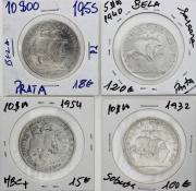 Lote 26 - Numismática - Moedas; Portugal; Lote com quatro moedas de 10 escudos em prata 835 de 1932 (SOBERBA), 1940 (SOBERBA), 1954 (QUASE BELA) e 1955 em BELO – Cotação pelo anuário numismática 2013 - 253€ no total