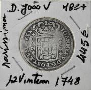 Lote 32 - Numismática - Moedas; Portugal - 12 Vinténs em prata 916,6 - 1748 D. João V quase BELO – Cotação pelo anuário numismática 2013 - 445€