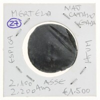 Lote 174 - MOEDA DA ANTIGUIDADE - Moeda de Asse de Mértola cpm cerca de 2100 a 2200 anos, com espiga e atum. Dim: 26 mm (aprox.). Nota: sem classificação atribuída pela Oportunity Leilões, cabe ao licitante atribuir a classificação e a valorização que en