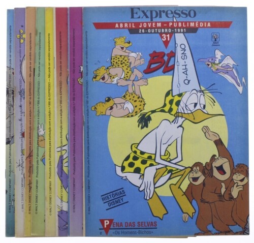 Lote 27 - BANDA DESENHADA, FASCÍCULOS - Conjunto composto por 8 fascículos de banda desenhada, numerado do 31 a 40, de 1991, por Walt Disney, edição Expresso e Abril Jovem - Publimédia, ilustrado. Nota: com sinais de armazenamento, em falta os números 34 