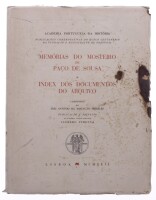 Lote 122 - "MEMÓRIAS DO MOSTEIRO DE PAÇO DE SOUSA", LIVRO - por Frei António da Assunção Meireles, de 1942, edição da Academia Portuguesa da História, capa brochura, com folhas por abrir. Nota: com sinais de uso e armazenamento