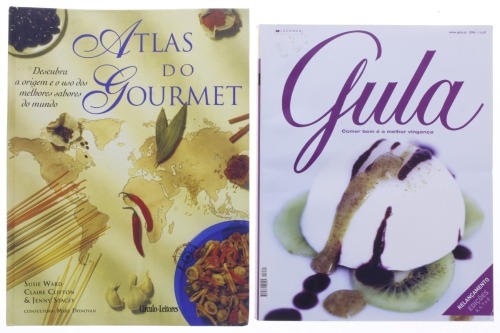 Lote 177 - CONJUNTO DE 2 LIVROS - Conjunto de livros composto pelos seguintes títulos "Gula - Comer bem é a melhor vingança", capa brochura, ilutrado e "Atlas do Gourmet", edição Círculo de Leitores . Nota: com sinais de uso e armazenamento