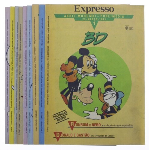 Lote 207 - BANDA DESENHADA, FASCÍCULOS - Conjunto composto por 10 fascículos de banda desenhada, numerado do 1 a 10, de 1991, por Walt Disney, edição Expresso e Abril Jovem - Publimédia, ilustrado. Nota: com sinais de armazenamento