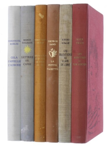 Lote 213 - CONJUNTO DE 6 LIVROS - Conjunto composto pelos seguintes títulos "Les Aventures de Tom Sawyer", de Mark Twain, " Les bijoutiers du Clair de Lune", de Albert Vidalie, "La petit Fadette", por George Sand, "Dix heures et demie du soir en été", por