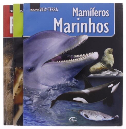 Lote 221 - CONJUNTO DE 3 LIVROS - "VIDA NA TERRA" - Conjunto composto pelos livros "Mamíferos marinhos","Insectos e Aracnídeos" e "Predadores". Nota: com sinais de uso e armazenamento